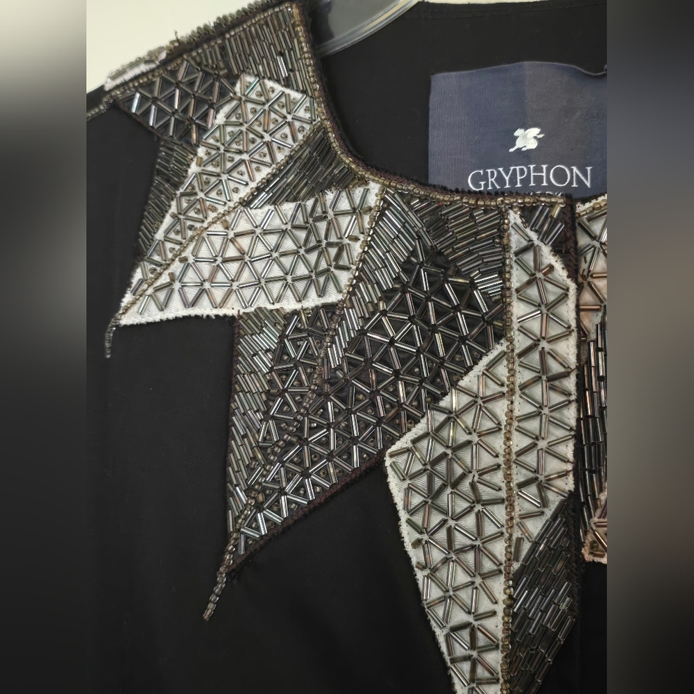 Gossip Girl Serena Gryphon Black Trench Coat with beaded Accents XS/S - Picture 15 of 16